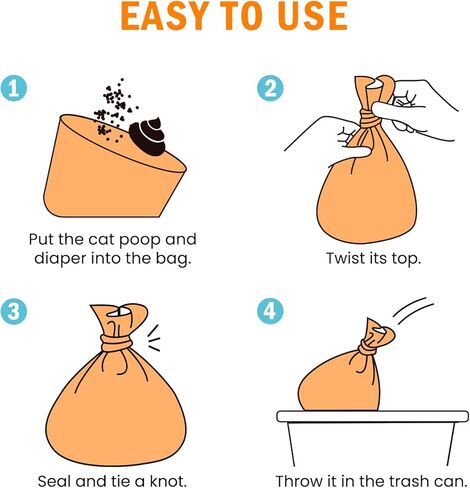 أكياس فضلات القطط من هابي سيل، 120 كيسًا من أكياس فضلات الكلاب المعطرة، أكياس التخلص من نفايات الكلاب، مانعة للرائحة للحيوانات الأليفة من الكلاب والقطط، برتقالي، مقاس M in Kuwait