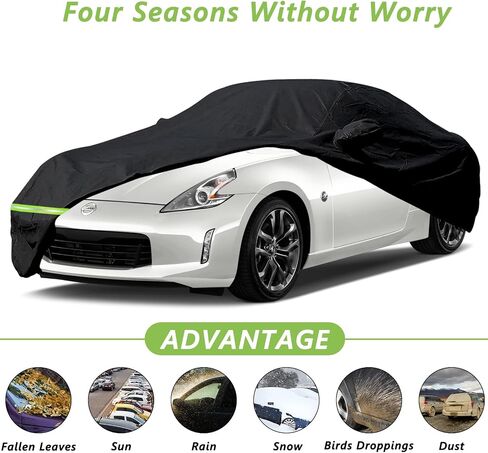 أغطية سيارة YIXIN مقاومة للماء لـ 2009-2022 Nissan 370Z / 370Z Nismo غطاء سيارة 190T يناسب العملاء 100% حزام مقاوم للماء وسحاب باب مزدوج يصل إلى 174 بوصة طول in Saudi Arabia