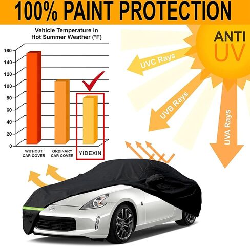 أغطية سيارة YIXIN مقاومة للماء لـ 2009-2022 Nissan 370Z / 370Z Nismo غطاء سيارة 190T يناسب العملاء 100% حزام مقاوم للماء وسحاب باب مزدوج يصل إلى 174 بوصة طول in Saudi Arabia