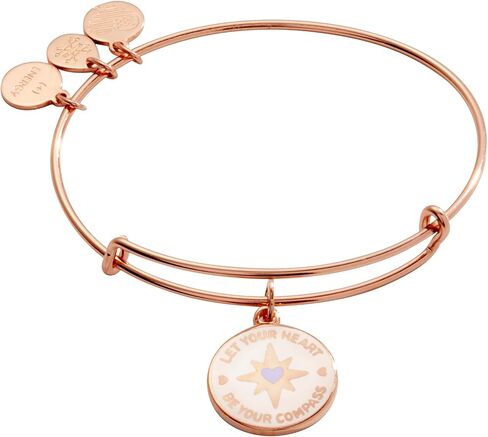 Alex and Ani AA723923SR، دع قلبك يكون بوصلتك، سوار قابل للتوسيع، ذهبي وردي لامع، أساور in Saudi Arabia