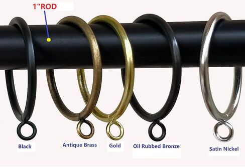 Curtain Ring Metal 42-Pcs 2.0 inch Inner Diameter with Eyelets fit up 1.5 inch Rod (Black,42) in Saudi Arabia