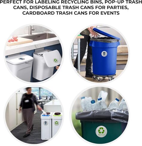 Recycling Stickers for Trash Can - (Pack of 4) 3" Round Labels Self-Adhesive Backing. Trash Recycle Stickers Silver Finished. Waterproof for Indoor and Outdoor Use. (Midnight Blue/Forest Green) in Saudi Arabia