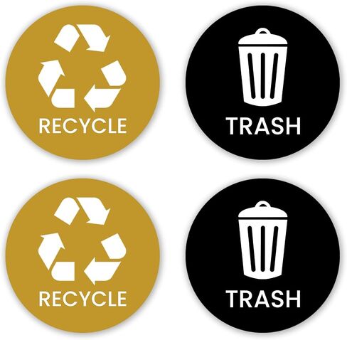 Recycling Stickers for Trash Can - (Pack of 4) 3" Round Labels Self-Adhesive Backing. Trash Recycle Stickers Silver Finished. Waterproof for Indoor and Outdoor Use. (Midnight Blue/Forest Green) in Saudi Arabia