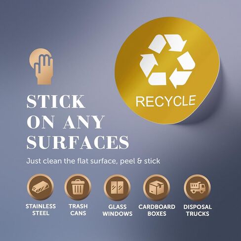 Recycling Stickers for Trash Can - (Pack of 4) 3" Round Labels Self-Adhesive Backing. Trash Recycle Stickers Silver Finished. Waterproof for Indoor and Outdoor Use. (Midnight Blue/Forest Green) in Saudi Arabia