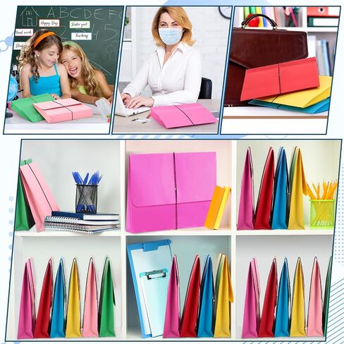 24 Pack Bulk Expanding File Folder Pocket Wallet with Flap and Cord Closure, 2" Expansion, Letter Size, Assorted Colors File Organizer for Office School Classroom Document Storage in Saudi Arabia