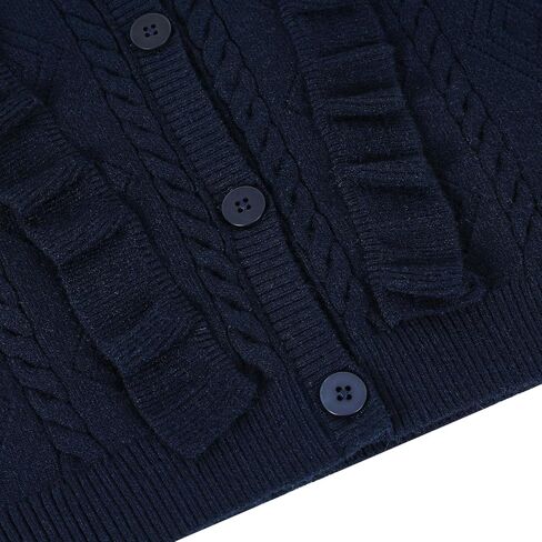 سترة صوفية للفتيات برقبة على شكل حرف V للزي المدرسي سترة مكشكشة محبوكة مفتوحة من الأمام للأطفال in Kuwait