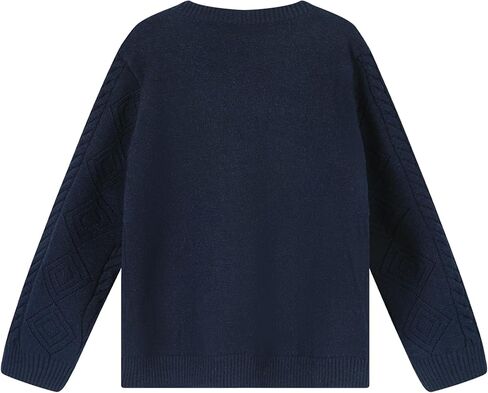 سترة صوفية للفتيات برقبة على شكل حرف V للزي المدرسي سترة مكشكشة محبوكة مفتوحة من الأمام للأطفال in Kuwait