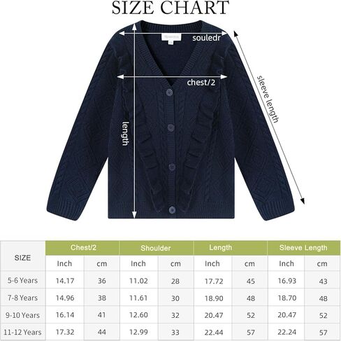 سترة صوفية للفتيات برقبة على شكل حرف V للزي المدرسي سترة مكشكشة محبوكة مفتوحة من الأمام للأطفال in Kuwait