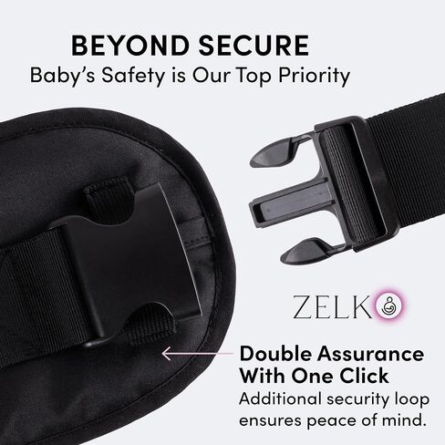 ZELKO Baby Hip Carrier - حامل مقعد الأطفال المعتمد من CPC مع حزام خصر قابل للتعديل وجيوب متعددة وسماعات رأس للأطفال - حامل أطفال مريح للأطفال حديثي الولادة إلى الأطفال الصغار بوزن 8-33 رطلاً (رمادي، فضي) in Saudi Arabia