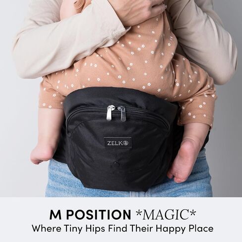 ZELKO Baby Hip Carrier - حامل مقعد الأطفال المعتمد من CPC مع حزام خصر قابل للتعديل وجيوب متعددة وسماعات رأس للأطفال - حامل أطفال مريح للأطفال حديثي الولادة إلى الأطفال الصغار بوزن 8-33 رطلاً (رمادي، فضي) in Saudi Arabia