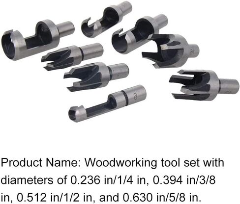 Utoolmart 8pcs Wood Plug Cutter Drills Bit Set 1/4" 3/8" 1/2" 5/8" Barrel Cork Tenon Hole Saw Cutting Tools for Woodworking, High Carbon Steel in Saudi Arabia