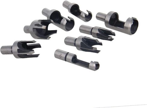 Utoolmart 8pcs Wood Plug Cutter Drills Bit Set 1/4" 3/8" 1/2" 5/8" Barrel Cork Tenon Hole Saw Cutting Tools for Woodworking, High Carbon Steel in Saudi Arabia