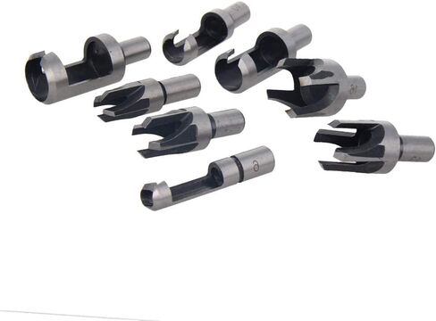 Utoolmart 8pcs Wood Plug Cutter Drills Bit Set 1/4" 3/8" 1/2" 5/8" Barrel Cork Tenon Hole Saw Cutting Tools for Woodworking, High Carbon Steel in Saudi Arabia