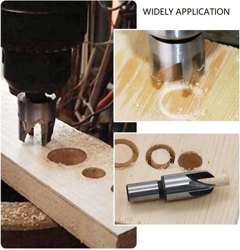 Utoolmart 8pcs Wood Plug Cutter Drills Bit Set 1/4" 3/8" 1/2" 5/8" Barrel Cork Tenon Hole Saw Cutting Tools for Woodworking, High Carbon Steel in Saudi Arabia