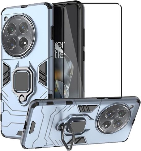 حافظة CNPUTAO لهاتف Oneplus 12 5G بمسند مع واقي شاشة من الزجاج المقوى، غطاء هاتف هجين عالي التحمل بطبقة مزدوجة مضادة للخدش، أزرق in Kuwait