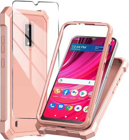 Mocotto for BLU View 4 Phone Case with Tempered Glass Screen Protector,Slim Soft Silicone Full-Body Protective Case for BLu View 2 2023 (Rose Gold) in Kuwait