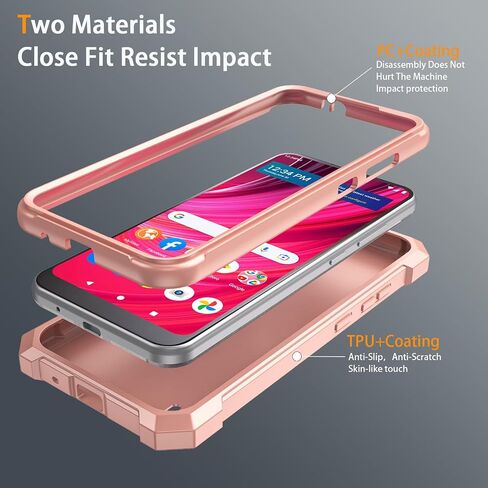 Mocotto for BLU View 4 Phone Case with Tempered Glass Screen Protector,Slim Soft Silicone Full-Body Protective Case for BLu View 2 2023 (Rose Gold) in Kuwait