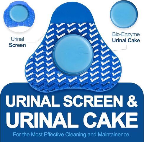 Urinal Screen Deodorizer with Urinal Cakes, Janitorial Urinal Deodorizer Urinal Cakes, Bio Enzyme Anti Splash Urinal Blue Mats for Commercial Use-Public Restrooms, Gas Stations-Ocean Blue Scent (3) in Saudi Arabia