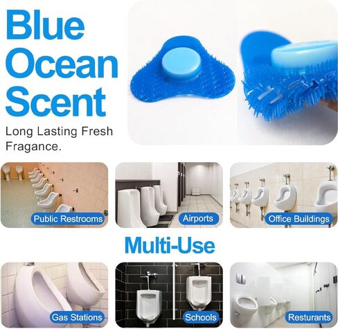 Urinal Screen Deodorizer with Urinal Cakes, Janitorial Urinal Deodorizer Urinal Cakes, Bio Enzyme Anti Splash Urinal Blue Mats for Commercial Use-Public Restrooms, Gas Stations-Ocean Blue Scent (3) in Saudi Arabia