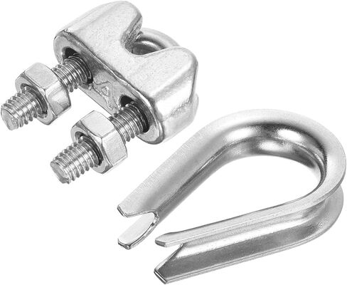 PATIKIL 5/32" Wire Rope Kit, 40 Pack M4 Wire Rope Cable Clamps & Stainless Steel Thimbles for 5/32" Diameter Wire Rope Rigging in Kuwait