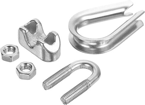 PATIKIL 5/32" Wire Rope Kit, 40 Pack M4 Wire Rope Cable Clamps & Stainless Steel Thimbles for 5/32" Diameter Wire Rope Rigging in Kuwait