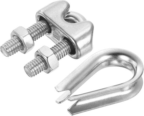 PATIKIL 5/32" Wire Rope Kit, 40 Pack M4 Wire Rope Cable Clamps & Stainless Steel Thimbles for 5/32" Diameter Wire Rope Rigging in Kuwait