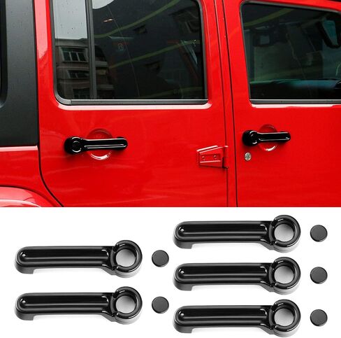 JeCar Door Handle Covers Tailgate Handle Covers Exterior Accessories for 2007-2018 Jeep Wrangler JK JKU / 2008-2012 Jeep Liberty / 2007-2011 Dodge Nitro, Red in Saudi Arabia