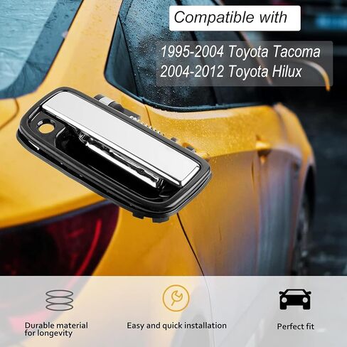 Exterior Front Door Handle Replacement for Toyota Tacoma 1995 1996 1997 1998 1999 2000 2001 2002 2003 2004, Hilux 04-12, Outside Left Driver and Right Passenger Side, 69220-35030 69210-35030, Chrome in Saudi Arabia