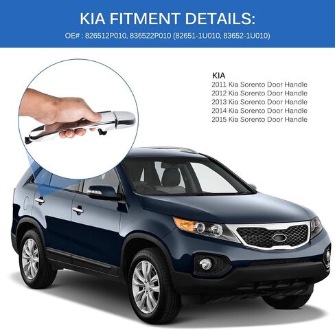 FAERSI Exterior Door Handle Rear Left Driver Side Chrome Handle Replacement for Kia Sorento 2011 2012 2013 2014 2015, OE 826512P010 836522P010 in Kuwait