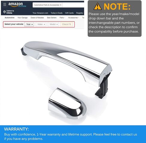 FAERSI Exterior Door Handle Rear Left Driver Side Chrome Handle Replacement for Kia Sorento 2011 2012 2013 2014 2015, OE 826512P010 836522P010 in Kuwait