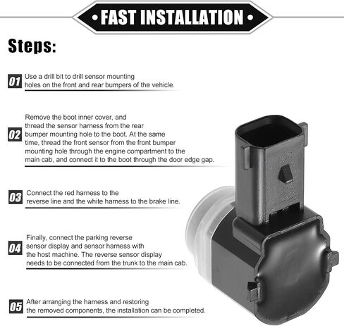 VekAuto 4 Pcs PDC Reverse Parking Assist Sensor Compatible for Ford Explorer 2011-2015, for Ford Flex 2013-2019, Durable ABS Plastic Black Rear Bumper Parking Assist Sensor in Saudi Arabia