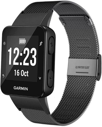 سوار ViCRiOR متوافق مع Garmin Forerunner 35، سوار بديل من الفولاذ المقاوم للصدأ منسوج شبكيًا وحزام معصم لـ Garmin Forerunner 35، أسود in Kuwait