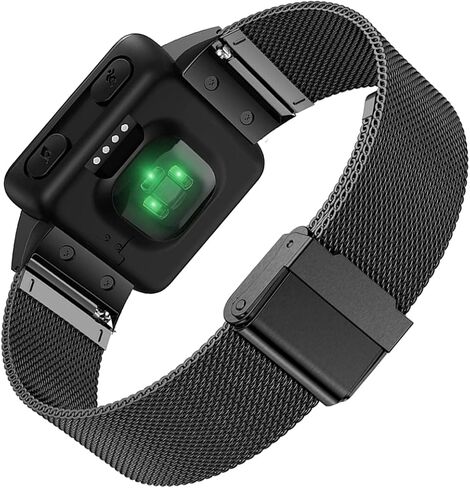 سوار ViCRiOR متوافق مع Garmin Forerunner 35، سوار بديل من الفولاذ المقاوم للصدأ منسوج شبكيًا وحزام معصم لـ Garmin Forerunner 35، أسود in Kuwait