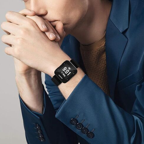 سوار ViCRiOR متوافق مع Garmin Forerunner 35، سوار بديل من الفولاذ المقاوم للصدأ منسوج شبكيًا وحزام معصم لـ Garmin Forerunner 35، أسود in Kuwait