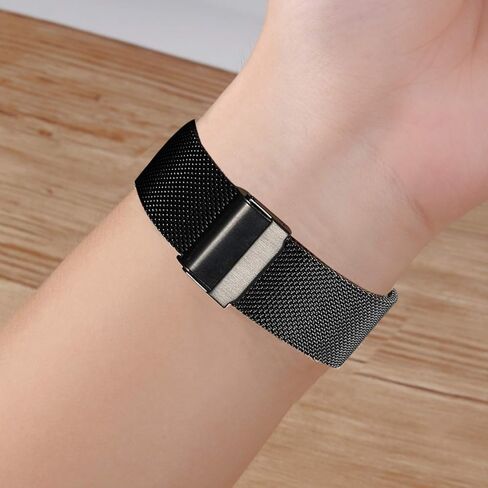 سوار ViCRiOR متوافق مع Garmin Forerunner 35، سوار بديل من الفولاذ المقاوم للصدأ منسوج شبكيًا وحزام معصم لـ Garmin Forerunner 35، أسود in Kuwait