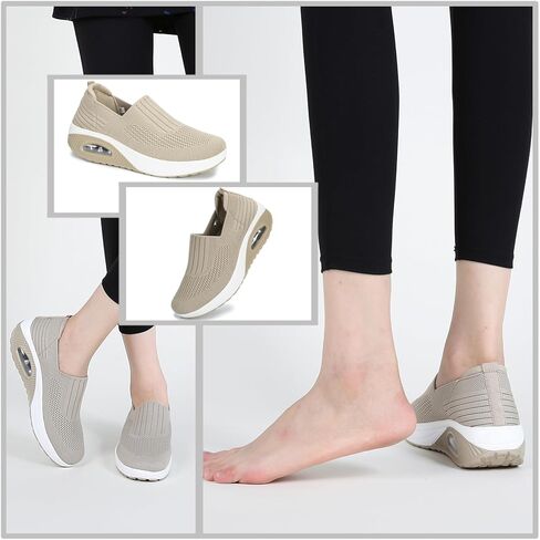 Touchmosees النساء أحذية رياضية ممرضة منصة أحذية رياضية وسادة هوائية العظام السكري المشي إسفين حذاء رياضة السيدات التنغيم الروك الأحذية in Kuwait
