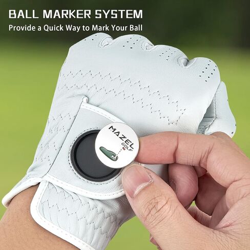 قفازات الجولف الرجالية المصنوعة من الجلد الفاخر من MAZEL لليد اليسرى، قفازات جولف ممتصة للعرق في الطقس الحار الرطب مع علامة كروية، مقاس مناسب S M L XL in Kuwait