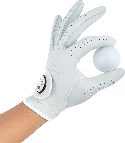 MAZEL Premium Leather Men's Golf Gloves Left Hand,Hot Wet Weather Sweat-Absorbing Golf Gloves with Ball Marker,Fit Size S M L XL in Saudi Arabia