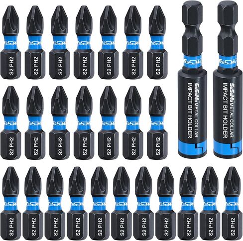 27PCS Phillips Bits #2 Impact 1inch Long Strong Magnetic Drill Bits Anti Slip 1/4 Inch Hex Shank S2 Alloy Steel Impact Ph2 Screwdriver Power Bits Set with Magnetic Bit Holder for Power Drill in Saudi Arabia