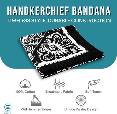 Endea Group All-Gender Bandana Multi-Purpose Headband, Handkerchief, Head Wrap, Scarf, Protective Coverage - 22x22 Inch in Saudi Arabia