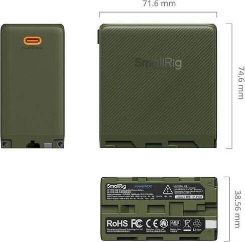 بطارية بديلة SmallRig NP-F970 10500 مللي أمبير في الساعة لجهاز Sony NP-F970 F750 F550، PD 36W USB-C 3.5H شحن سريع، بطارية كاميرا مع شاشة OLED للكاميرا، الشاشة، ضوء فيديو LED، كاميرا فيديو، أخضر - 4577 in Kuwait