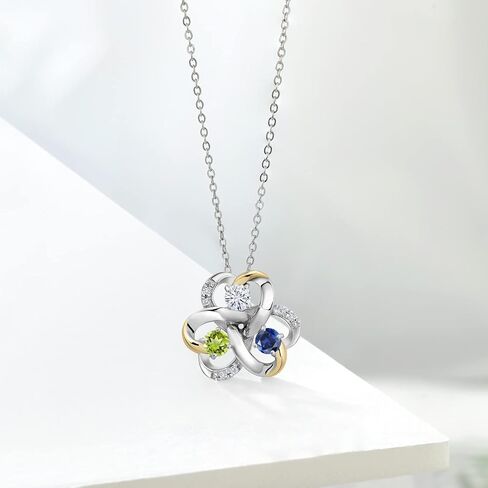 Gem Stone King قم ببناء قلادة أحجار كريمة مكونة من 3 أحجار كريمة من الفضة الإسترليني عيار 925 والذهب الأصفر عيار 10 قيراط من الذهب الأصفر للنساء مع سلسلة مقاس 18 بوصة in Saudi Arabia
