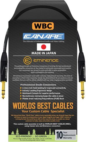 أفضل الكابلات في العالم 1.5 قدم - Canare L-4E6S، كابل تصحيح TRS رباعي متوازن مع مقابس ستيريو Eminence Gold E502 TRS - مصنوع حسب الطلب in Saudi Arabia