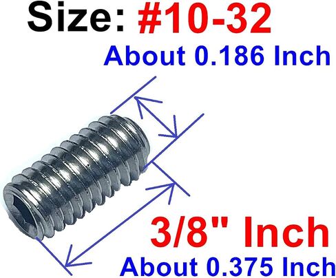 ZDingTech 50 قطعة مجموعة براغي 10-32 × 3/8 بوصة 304 من الفولاذ المقاوم للصدأ ألين برأس سداسي مجموعة براغي مع مفتاح ألين 3/32، مجموعة براغي مجموعة براغي سداسية ألين للرأس. (طول 3/8 بوصة) in Saudi Arabia