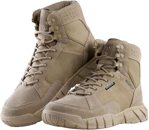 FREE SOLDIER Waterproof Hiking Work Boots Men's Tactical Boots 6 Inches Lightweight Military Boots Breathable Desert Boots(Tan 7.5) in Kuwait