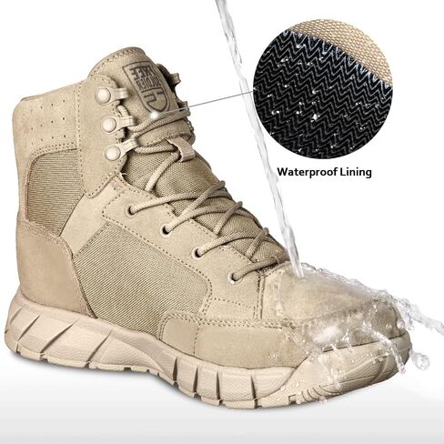 FREE SOLDIER Waterproof Hiking Work Boots Men's Tactical Boots 6 Inches Lightweight Military Boots Breathable Desert Boots(Tan 7.5) in Kuwait