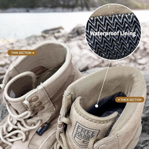 FREE SOLDIER Waterproof Hiking Work Boots Men's Tactical Boots 6 Inches Lightweight Military Boots Breathable Desert Boots(Tan 7.5) in Kuwait