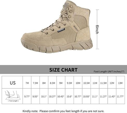 FREE SOLDIER Waterproof Hiking Work Boots Men's Tactical Boots 6 Inches Lightweight Military Boots Breathable Desert Boots(Tan 7.5) in Kuwait