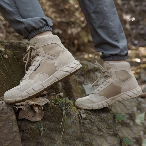 FREE SOLDIER Waterproof Hiking Work Boots Men's Tactical Boots 6 Inches Lightweight Military Boots Breathable Desert Boots(Tan 7.5) in Kuwait
