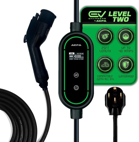 AEFA TOTALEV Adjustable Level 2 Charger NEMA 14-50, 240V, Up to 40 Amps - 25FT Length, EV Charging Cable, Portable Delayed Charging, LED Display, for All J1772 EV in Saudi Arabia